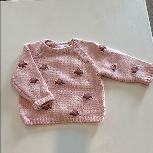Zara Pink Sweater with pink flower Accents
